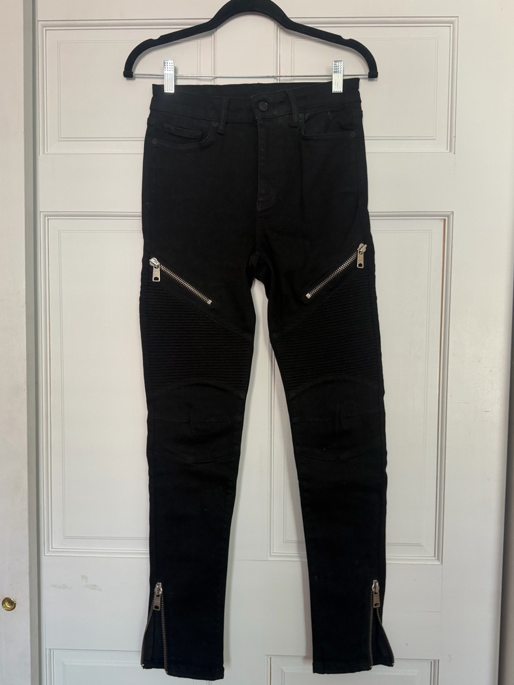 AllSaints Dax Black High Rise Biker Moto Skinny Jeans | Size 26 waist | EUC